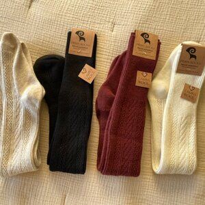 4 pairs of Over Knee Natural Lambswool Knitted Socks from Prima Socks
